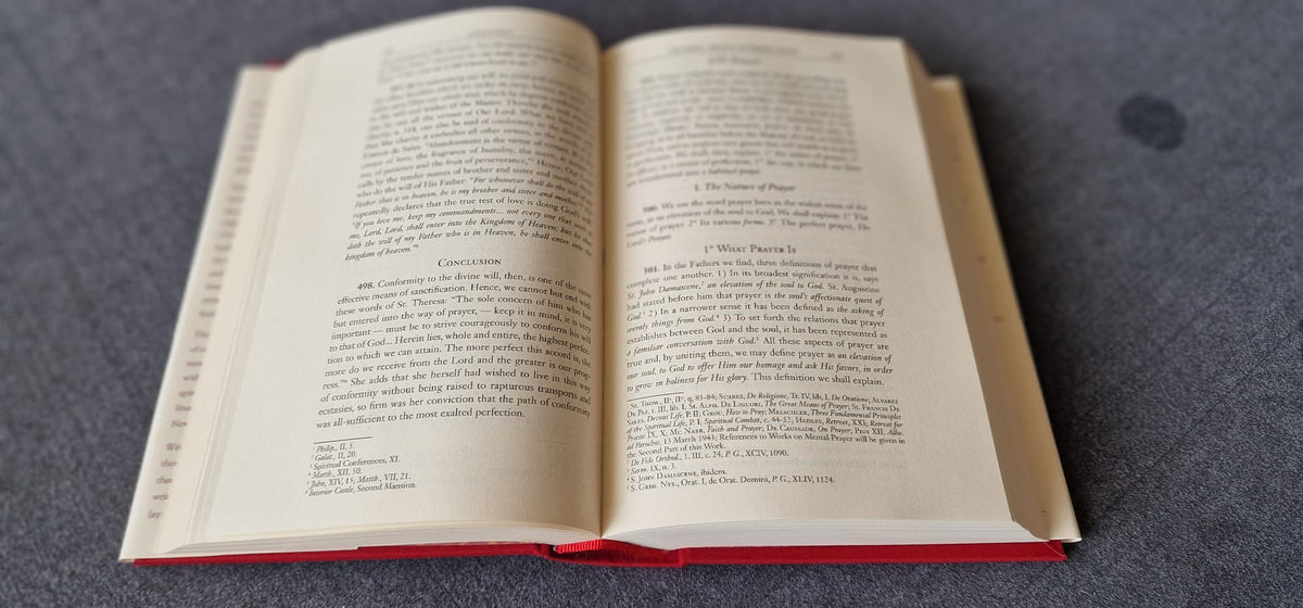 Open spread of The Spiritual Life by Tanquerey, showing the page layout